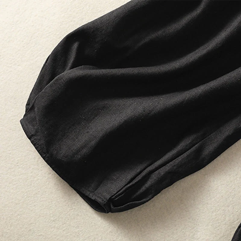 Buddha Stones Casual Embroidery Women's Cotton Linen 7-8 Length Harem Pants With Pockets