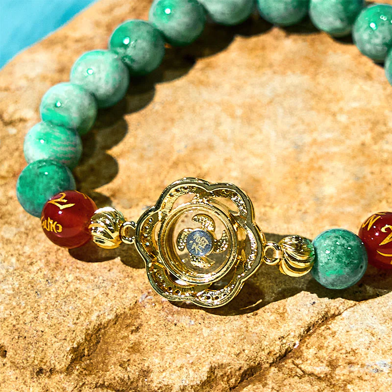 Buddha Stones Natural Jade Om Mani Padme Hum Cyclone Charm Prosperity Bracelet