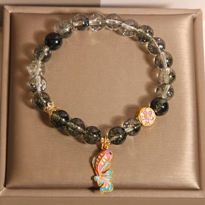 Buddha Stones Green Phantom Koi Fish Lucky Bracelet