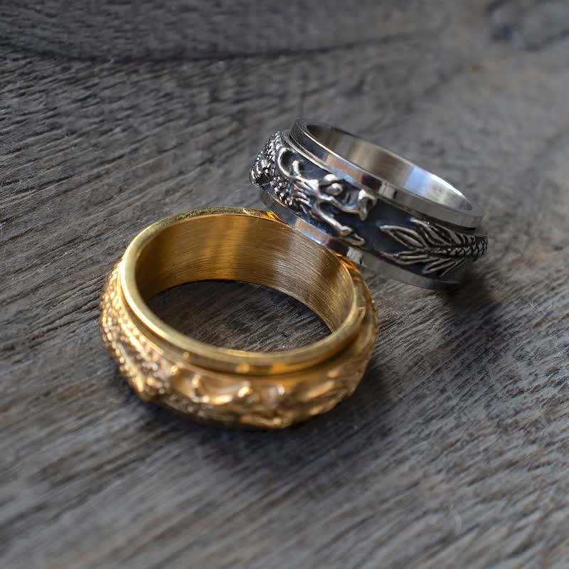 Buddha Stones Dragon Titanium Steel Stimulation Rotatable Ring (Extra 30% Off | USE CODE: FS30)