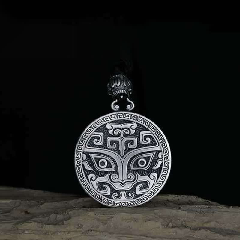 Buddha Stones Lucky FengShui Mythological Creature Taotie Wealth Necklace Pendant