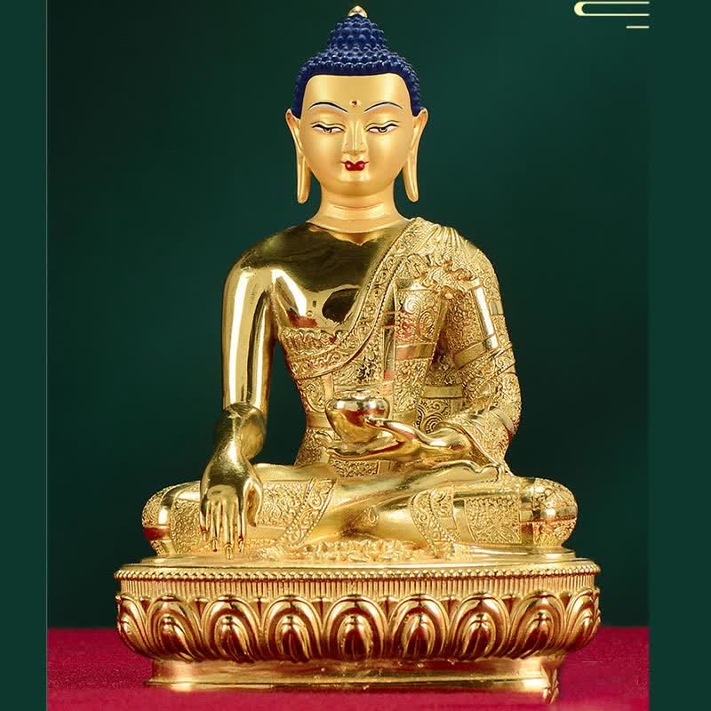 Buddha Stones Buddha Shakyamuni Figurine Enlightenment Copper Statue Home Offering Decoration