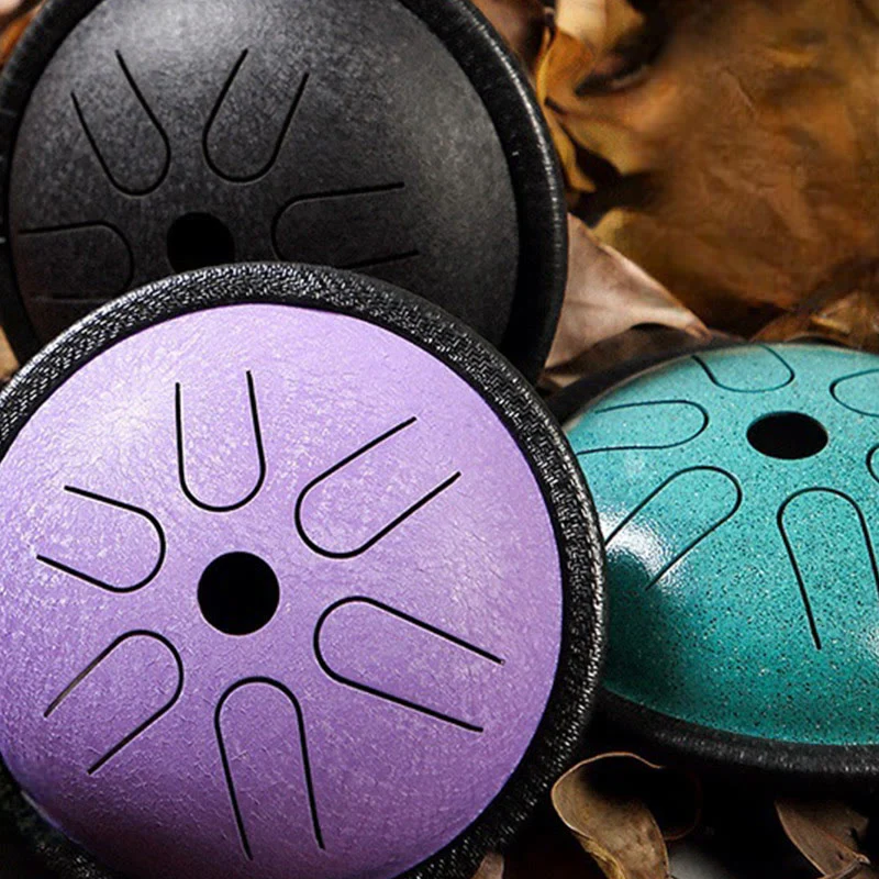 Buddha Stones Steel Tongue Drum Sound Healing Meditation Yoga Drum Kit 6 Note 5.5 Inch