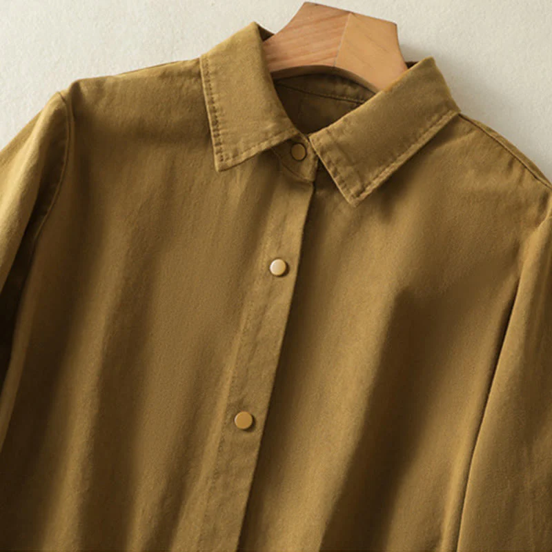 Buddha Stones Plain Button Design Stand Collar Women's Cotton Jacket