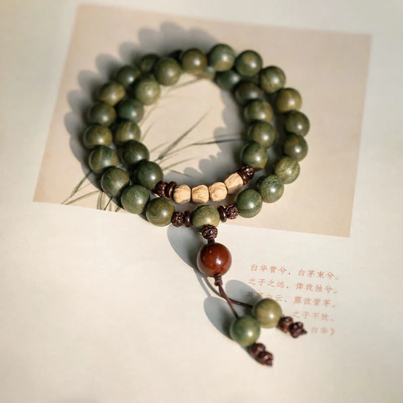 Buddha Stones Green Sandalwood Positive Peace Bracelet
