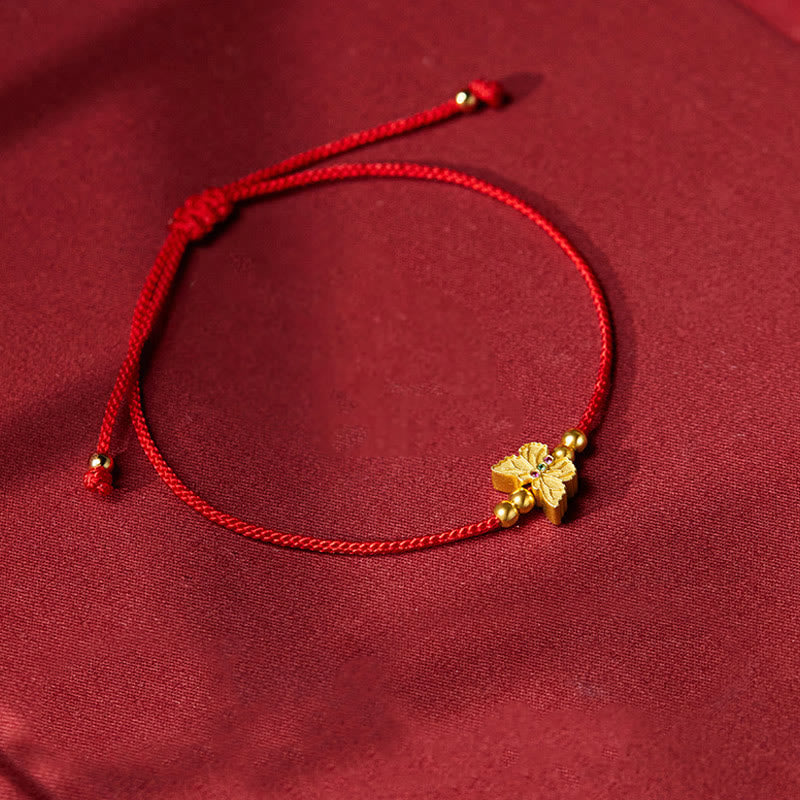 Buddha Stones 999 Sterling Silver Butterfly Red String Strength Bracelet