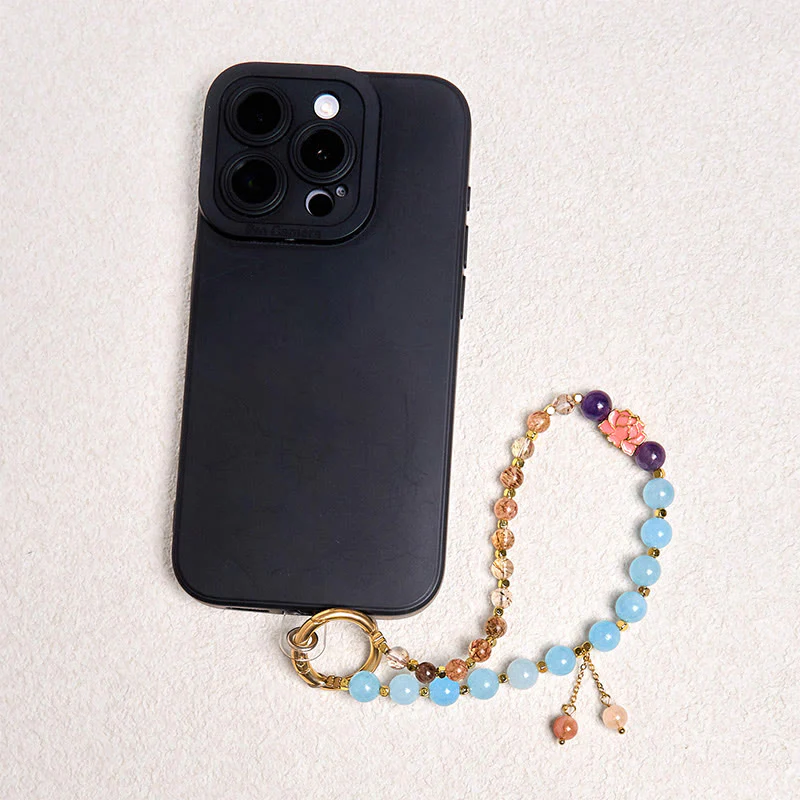 Buddha Stones Natural Super Seven Crystal Protection Key Chain Phone Hanging Decoration