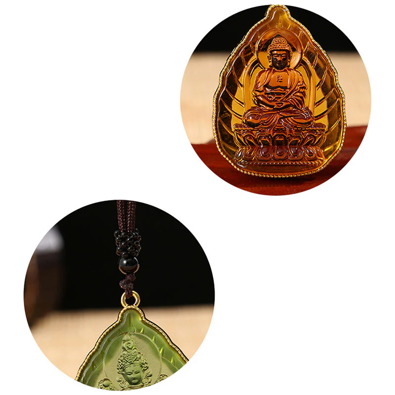 Buddha Stones Tibetan Buddha Liuli Crystal Serenity Necklace Pendant