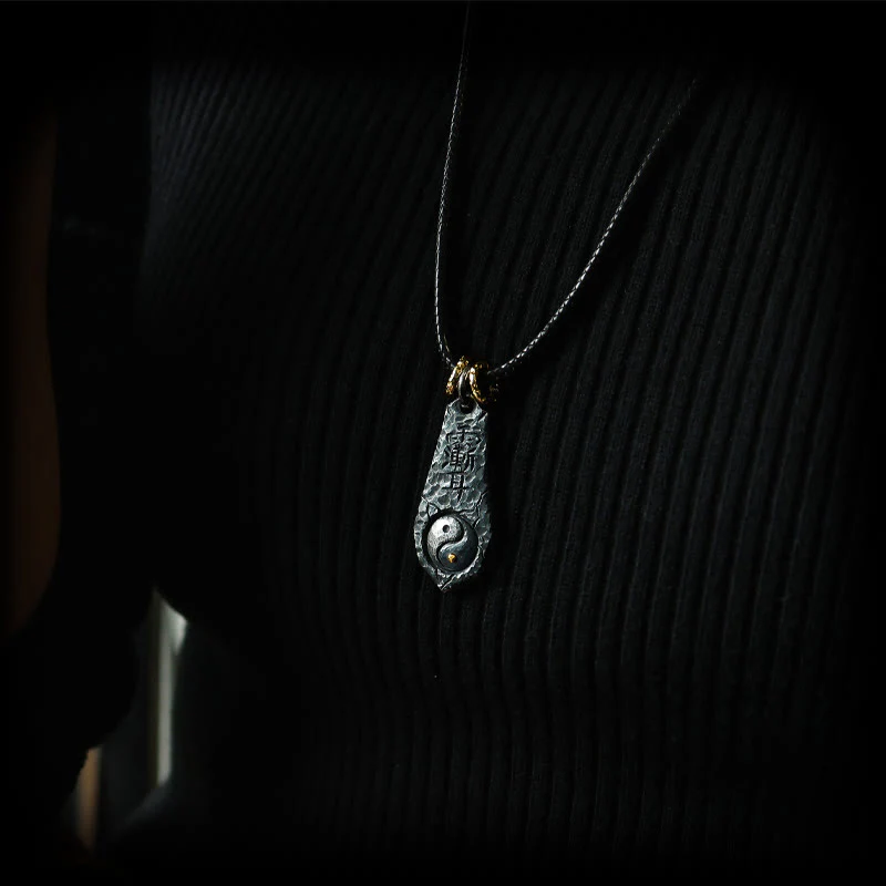 Buddha Stones 999 Sterling Silver 24k Gold Big Dipper Yin Yang Design Harmony Necklace Pendant