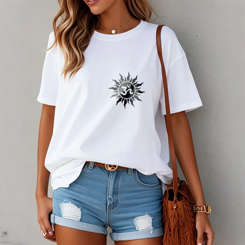 Buddha Stones Sun OM Symbol Design Tee T-shirt