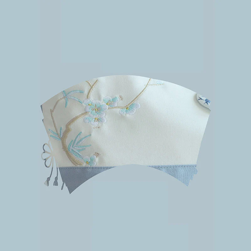 Buddha Stones Pear Flower Plum Peach Blossom Bamboo Embroidery Canvas Large Capacity Shoulder Bag Tote Bag