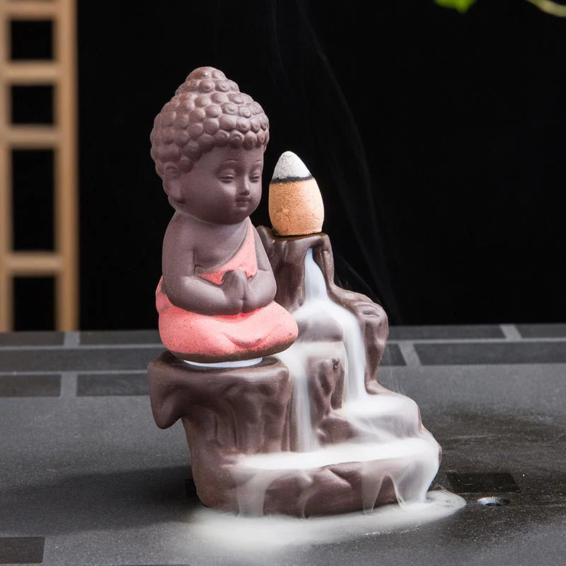 Buddha Stones Backflow Smoke Fountain Ceramic Blessing Incense Burner Decoration
