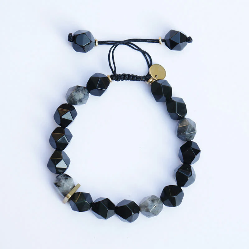 Buddha Stones Black Obsidian Black Glitter Stone Purification Bracelet