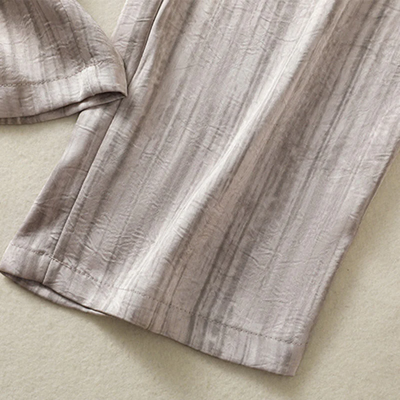 Buddha Stones Artistic Casual Vertical Lines Pattern Drawstring Ankle-length Women's Pants With Pockets