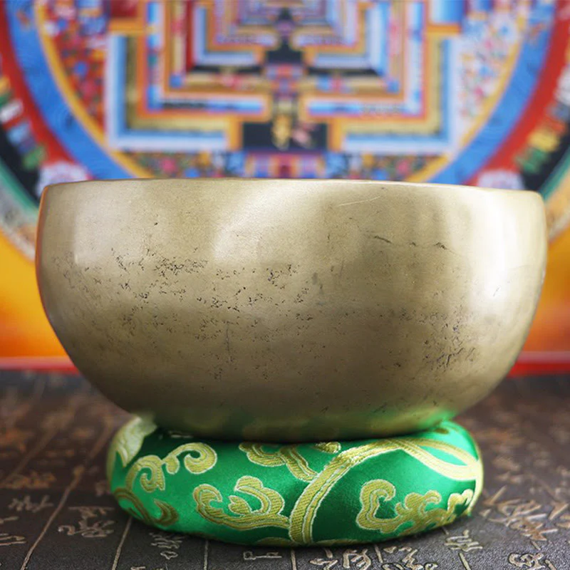Buddha Stones Handmade Nepal Golden Singing Bowl Simple Design for Healing and Meditation Sound Bowl Set