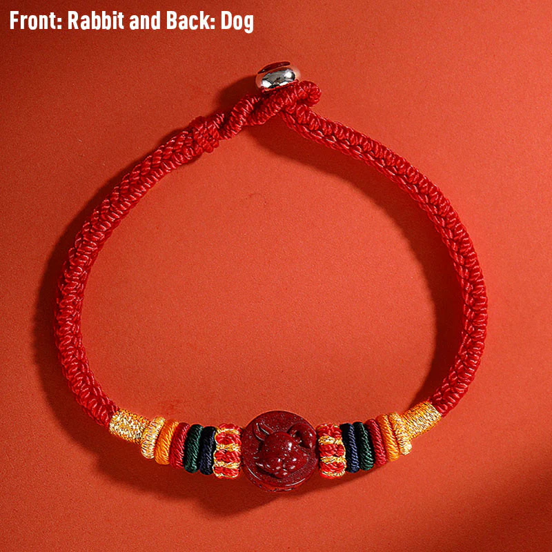 Buddha Stones Year of the Dragon 925 Sterling Silver Chinese Zodiac Cinnabar Auspicious Matches Blessing Bracelet