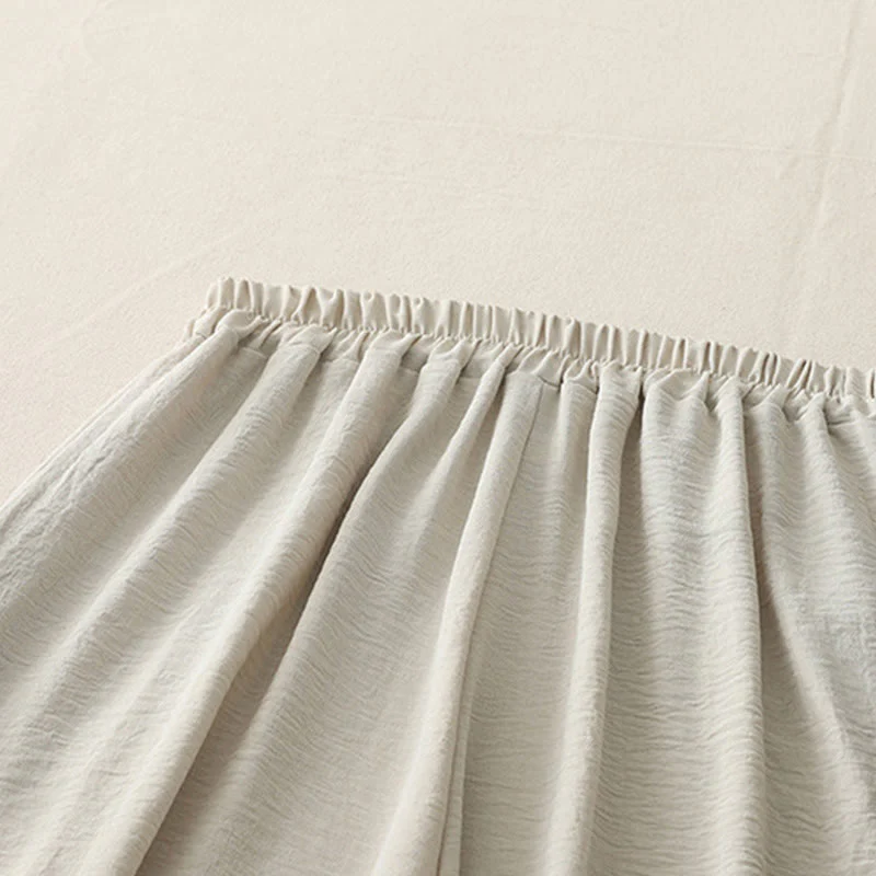 Buddha Stones Commute Casual Plain Frog-Button Design Women's Harem Cotton Linen 7-8 Length Pants With Pockets