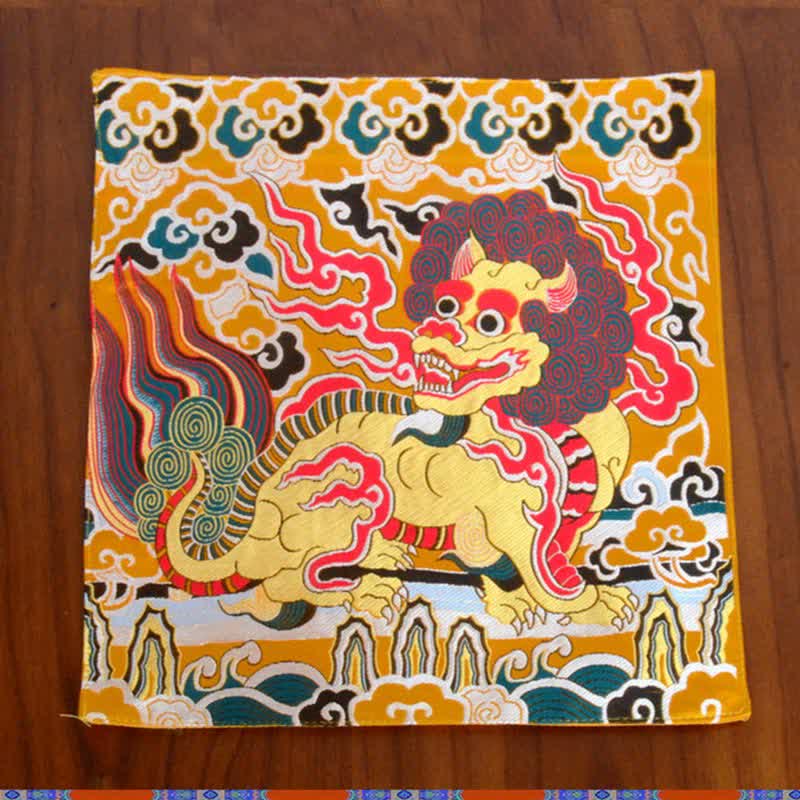Buddha Stones Fengshui Kirin Prayer Altar Mat Healing Meditation Auspicious Symbol Mat