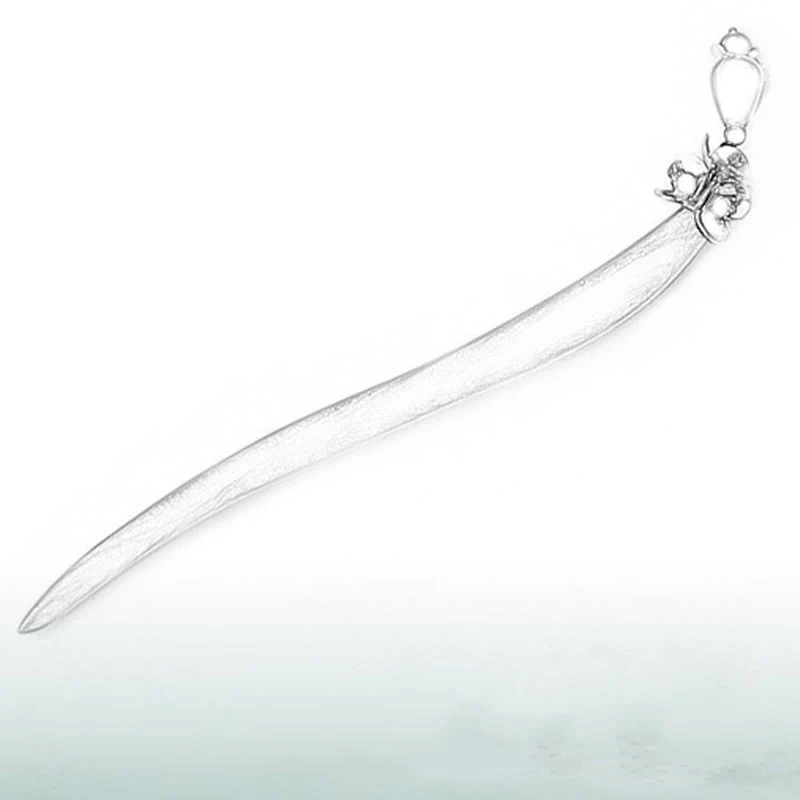 Buddha Stones Silver Tassel Green Sandalwood Soothing Hairpin