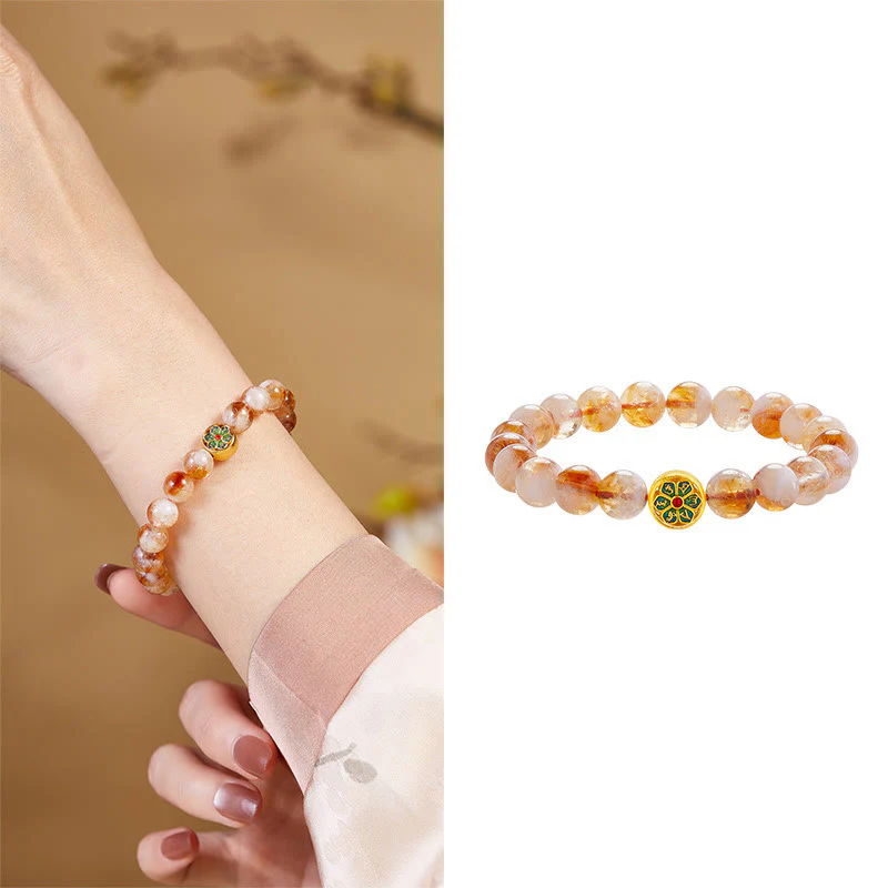 Buddha Stones 999 Sterling Silver Citrine Om Mani Padme Hum Protection Bracelet