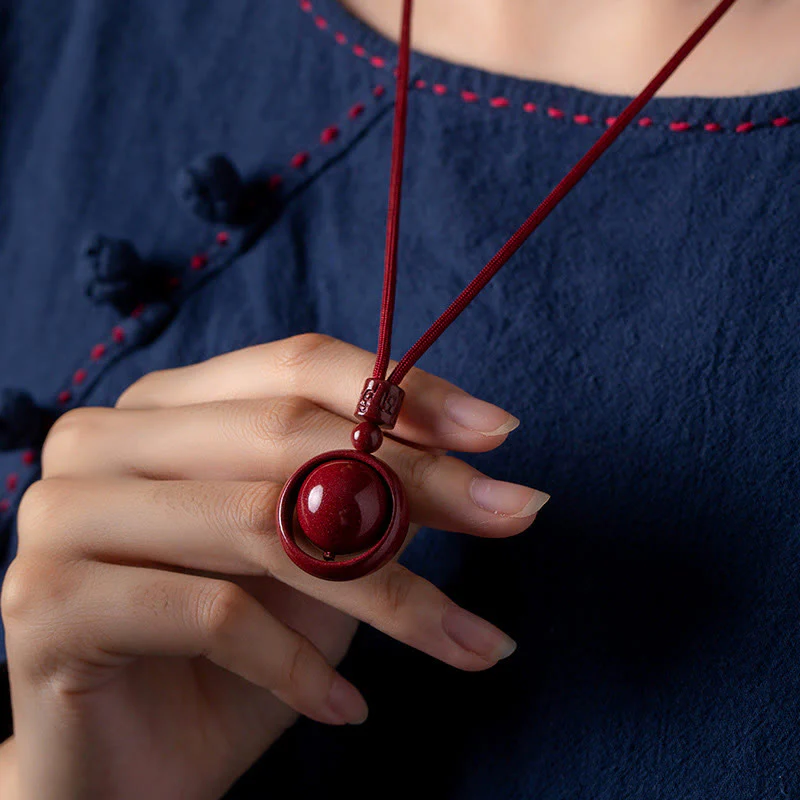 Buddha Stones Cinnabar Om Mani Padme Hum PiXiu Blessing Lucky Bead Necklace Pendant