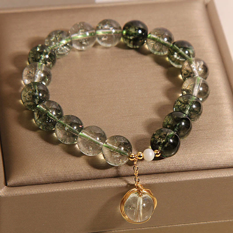 Buddha Stones Natural Green Phantom Crystal Lucky Bracelet