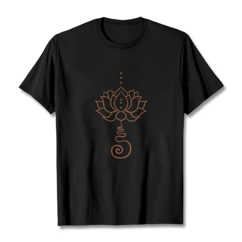 Buddha Stones Casual Lotus Design Cotton Tee T-shirt