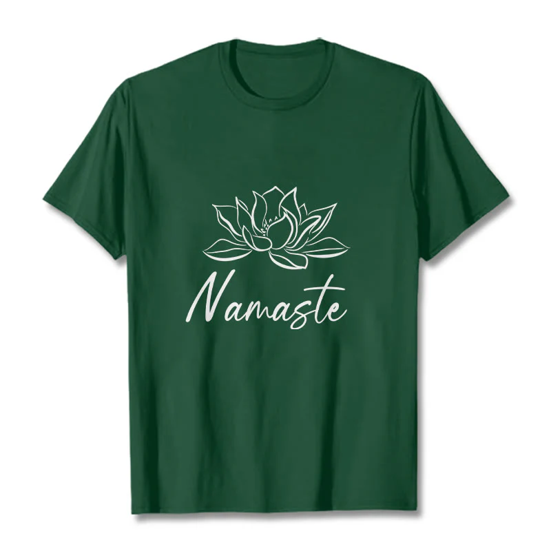 Buddha Stones Simple Lotus Flower Namaste Meditation Cotton Tee T-shirt