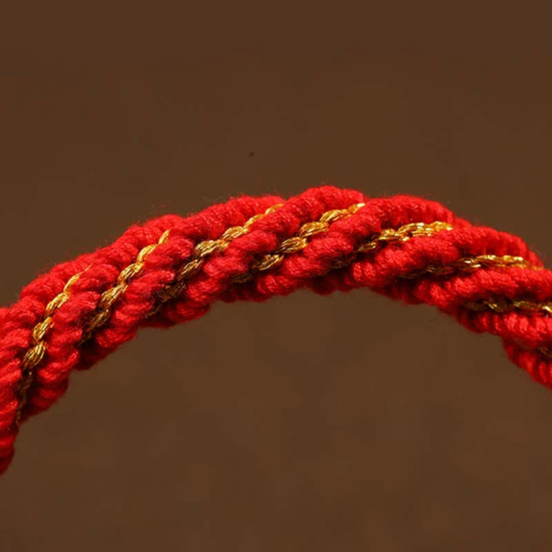 Buddha Stones Tibetan Handmade Luck Protection Thangka Prayer Wheel Bell Charm Braid String Bracelet