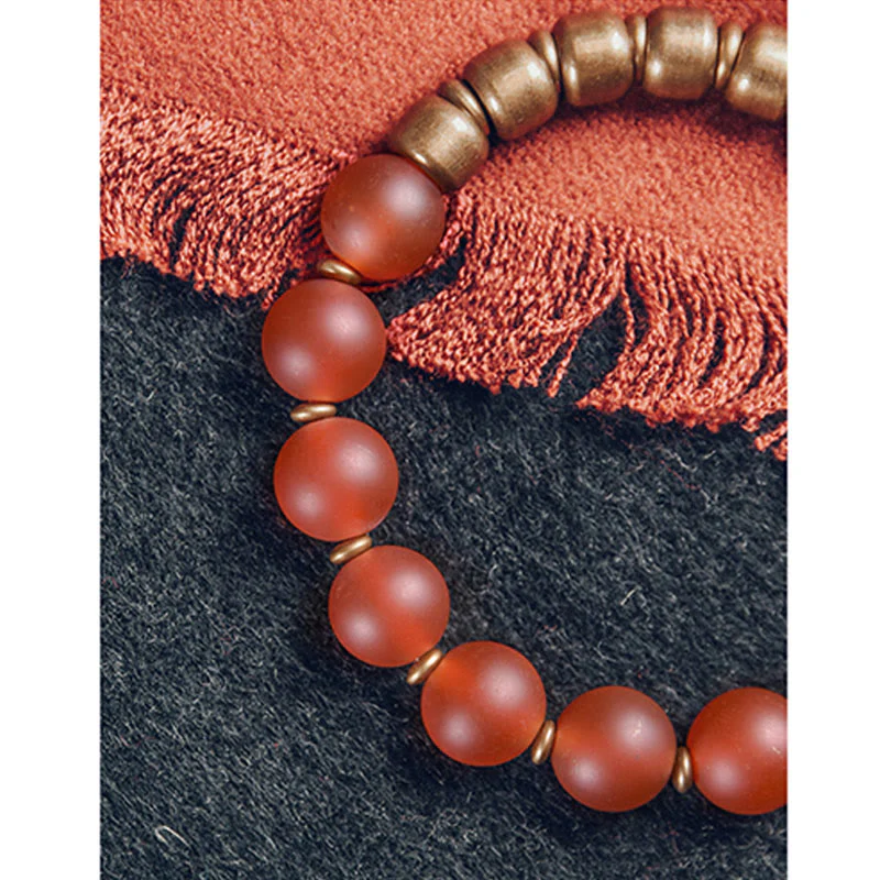 Buddha Stones Tibetan Red Agate Green Agate Copper Confidence Fortune Bracelet