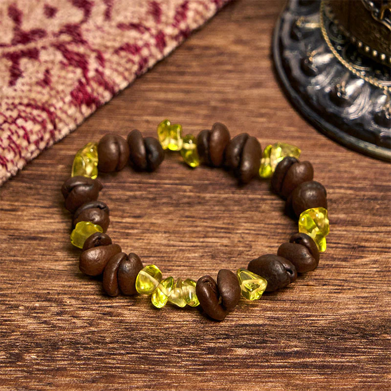 Buddha Stones Handmade Natural Coffee Beans Amethyst Citrine Amazonite Irregular Crystal Bracelet