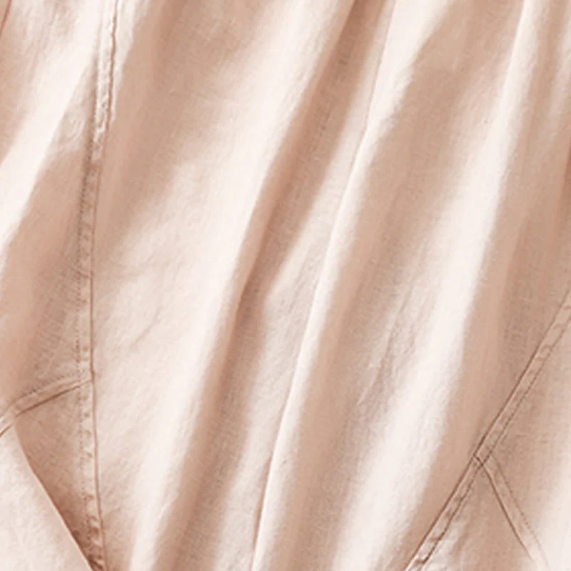 Buddha Stones Casual Plain Cropped Pants Women's Cotton Linen Harem Pants With Pockets