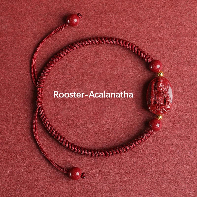 Buddha Stones Chinese Zodiac Natal Buddha Cinnabar Keep Away Evil Spirits Rope Bracelet (Extra 30% Off | USE CODE: FS30)