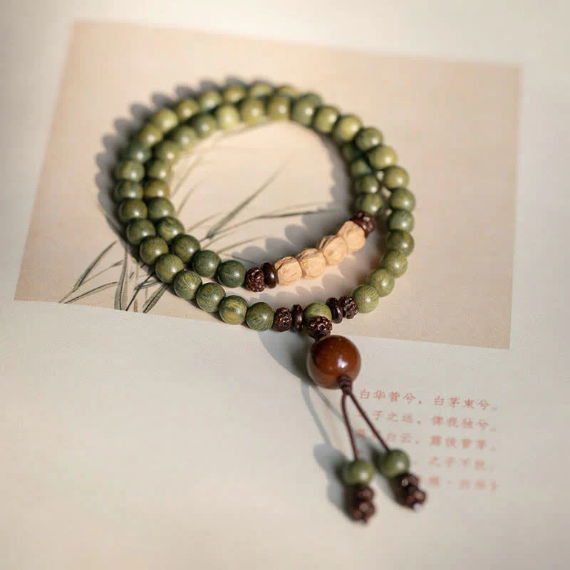 Buddha Stones Green Sandalwood Positive Peace Bracelet