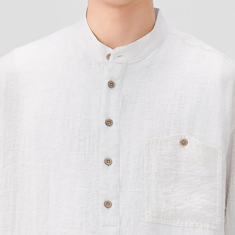 Buddha Stones Summer Plain Half Buttons Design Men's Half Sleeve Shirt