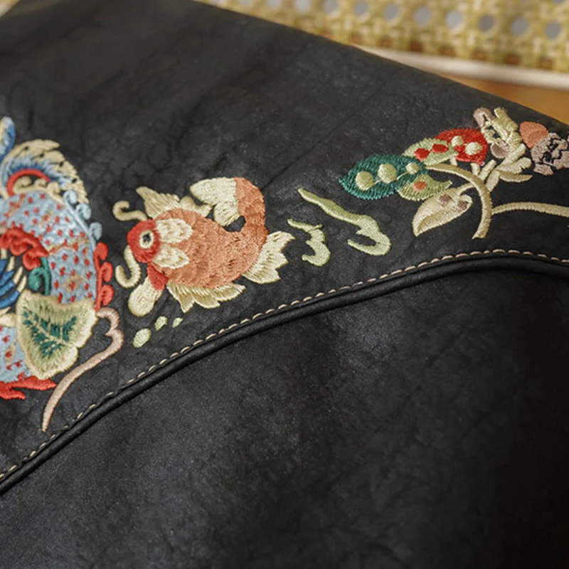 Buddha Stones Fish Flower Phoenix Embroidery Xiangyunsha Silk Shoulder Bag