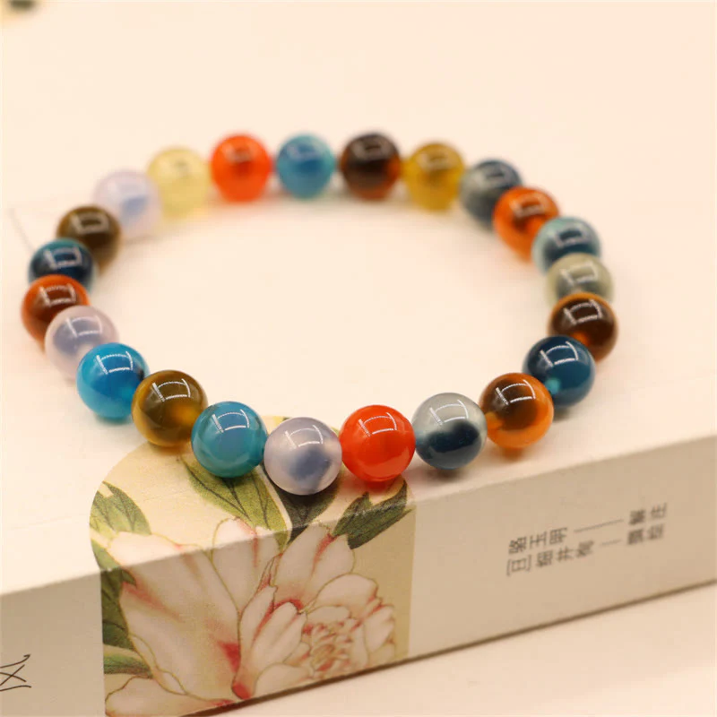 Buddha Stones Colorful Candy Agate Healing Strength Bead Bracelet