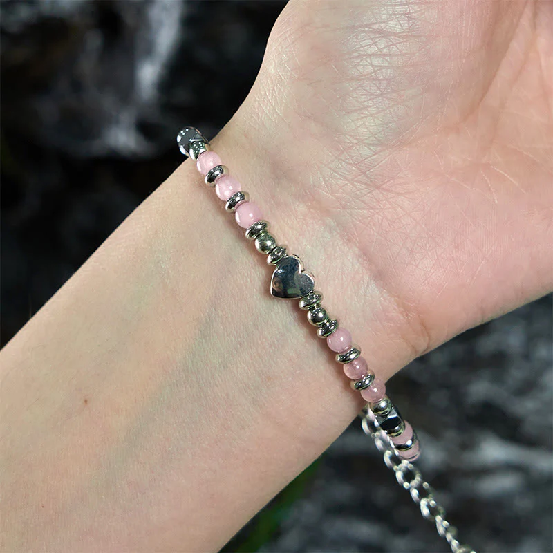 Buddha Stones Natural Stone Amazonite Amethyst Lazurite Rose Quartz Heart Positive Balance Bracelet