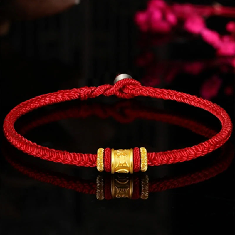 Buddha Stones Tibet 999 Gold Om Mani Padme Hum Engraved Protection Lucky Bead Bracelet