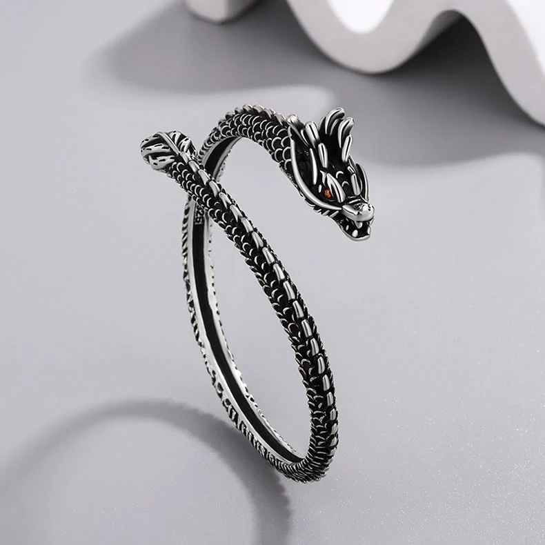 Buddha Stones Dragon Scales Pattern Luck Protection Bracelet Bangle