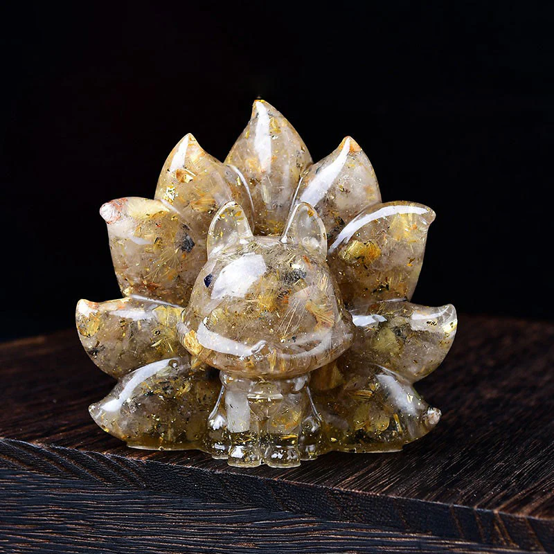 Buddha Stones Small Various Stone Pink Crystal Citrine Amethyst Nine Tailed Fox Warmth Home Decoration