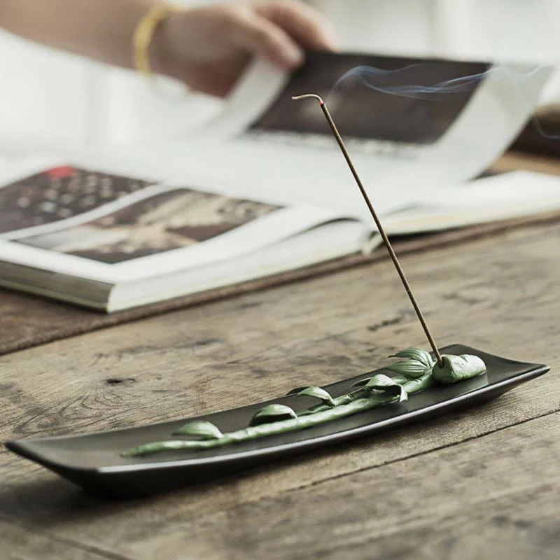 Buddha Stones Lotus Peony Rose Flower Ceramic Spiritual Incense Burner