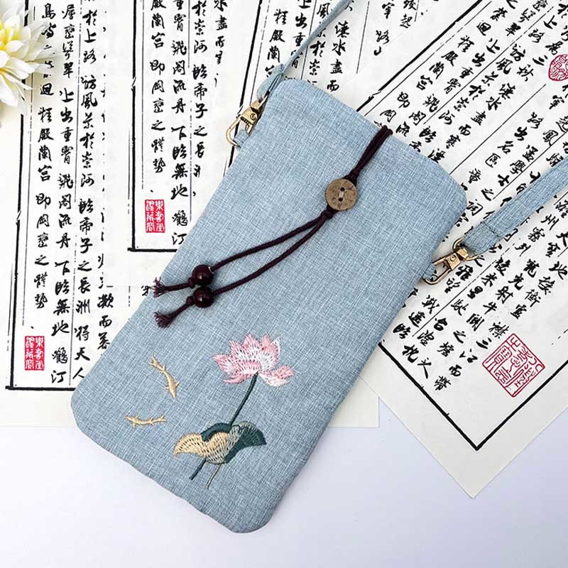 Buddha Stones Small Embroidered Flowers Crossbody Bag Shoulder Bag Cellphone Bag 11*20cm