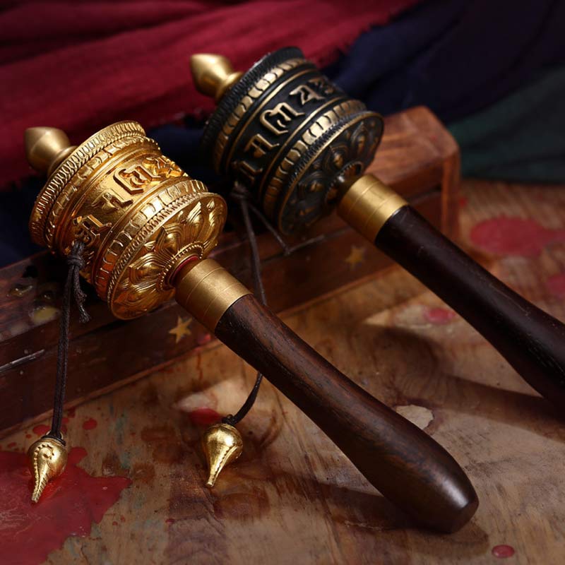 Buddha Stones Tibetan Prayer Wheel Six True Words Copper Meditation Decoration