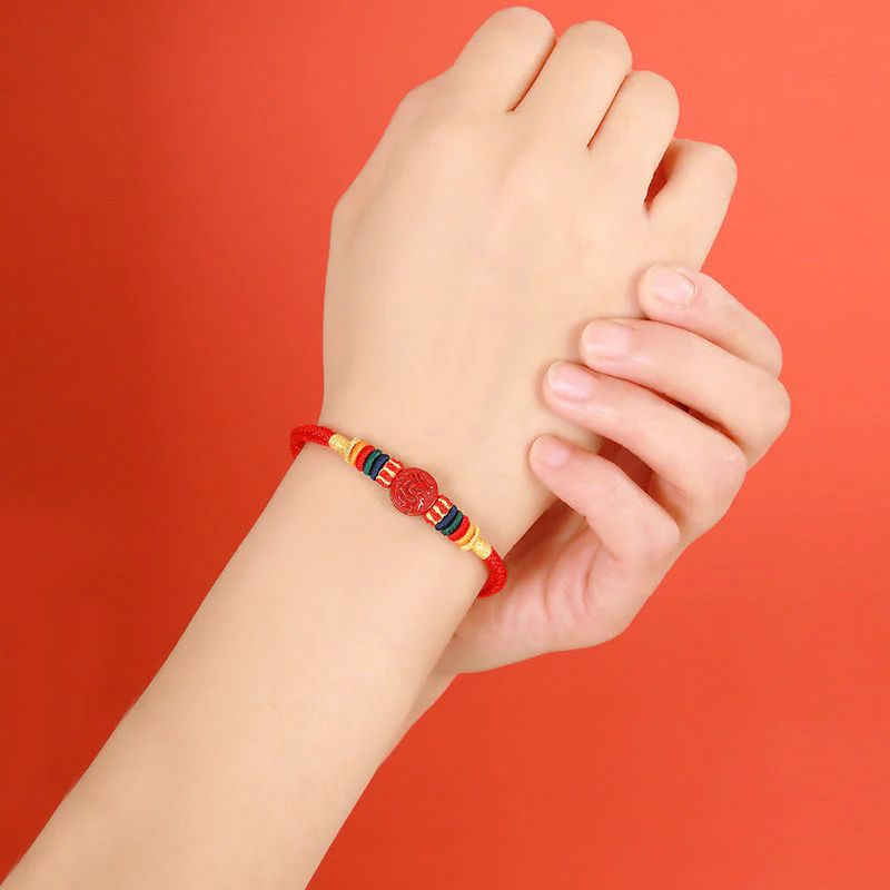 Buddha Stones Year of the Dragon 925 Sterling Silver Chinese Zodiac Cinnabar Auspicious Matches Blessing Bracelet
