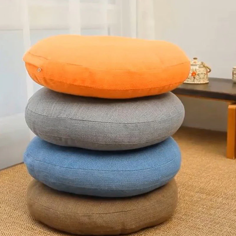 Buddha Stones Lotus Simple Pattern Linen Meditation Seat Cushion Home Living Room Decoration
