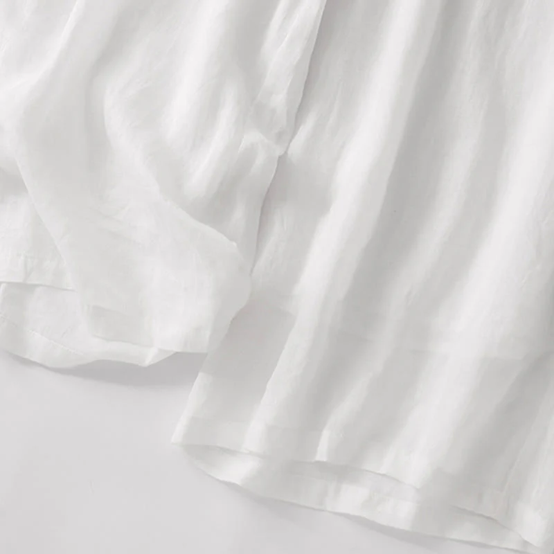 Buddha Stones Summer Embroidery Double Layer Cotton Linen Women's Wide Leg Pants With Pockets