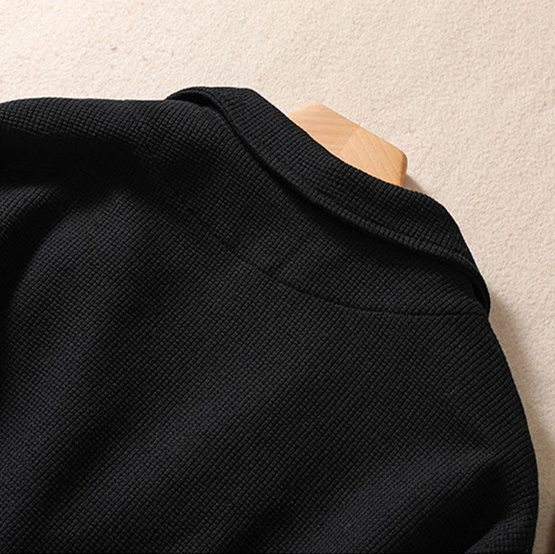 Buddha Stones Plain Lapel Women's Cotton Jacket With Pockets