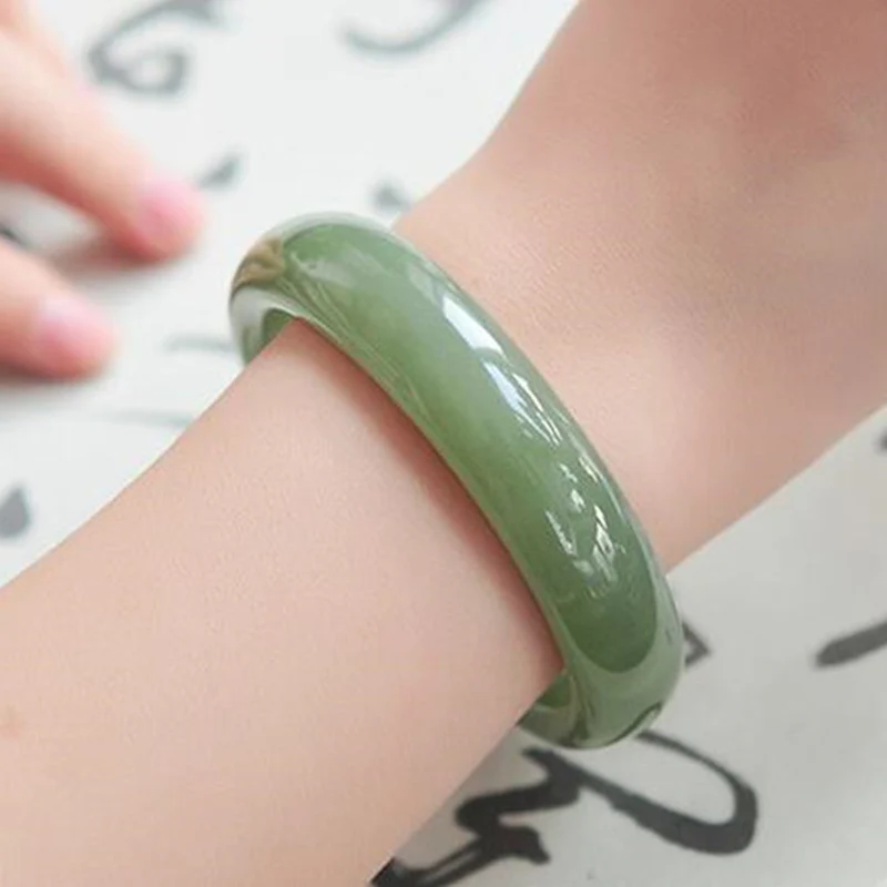 Buddha Stones Jade Abundance Blessing Bangle Bracelet