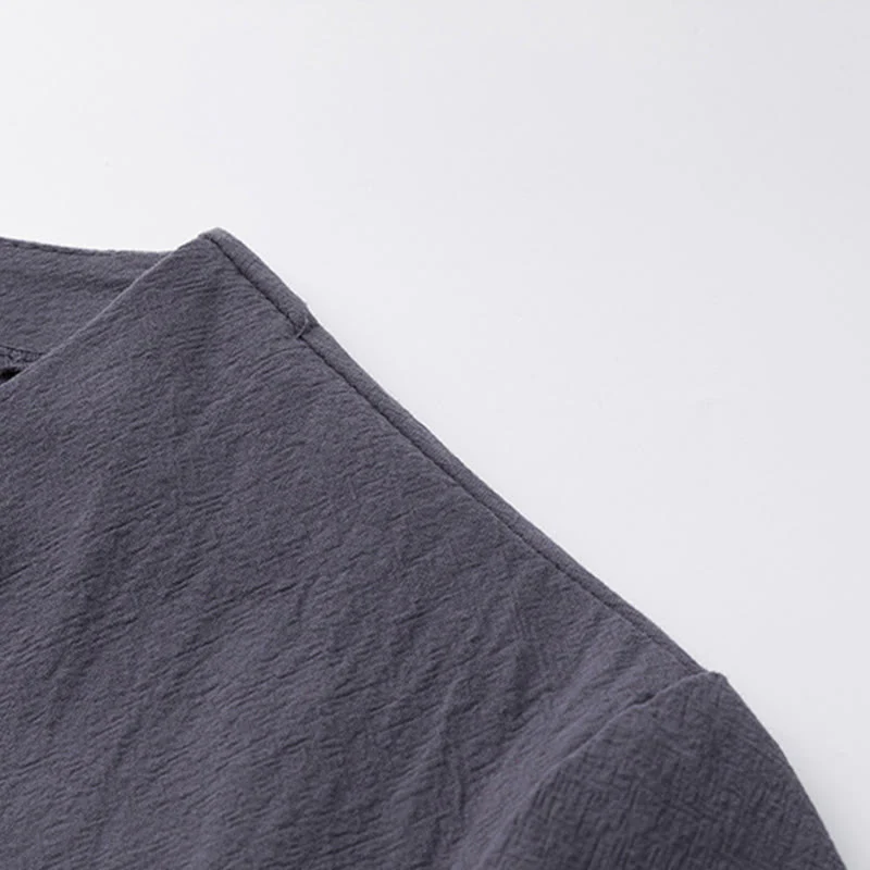 Buddha Stones 2Pcs Chinese Characters Crane Cotton Shirt Pants With Pockets Men's Meditation Cloth Set